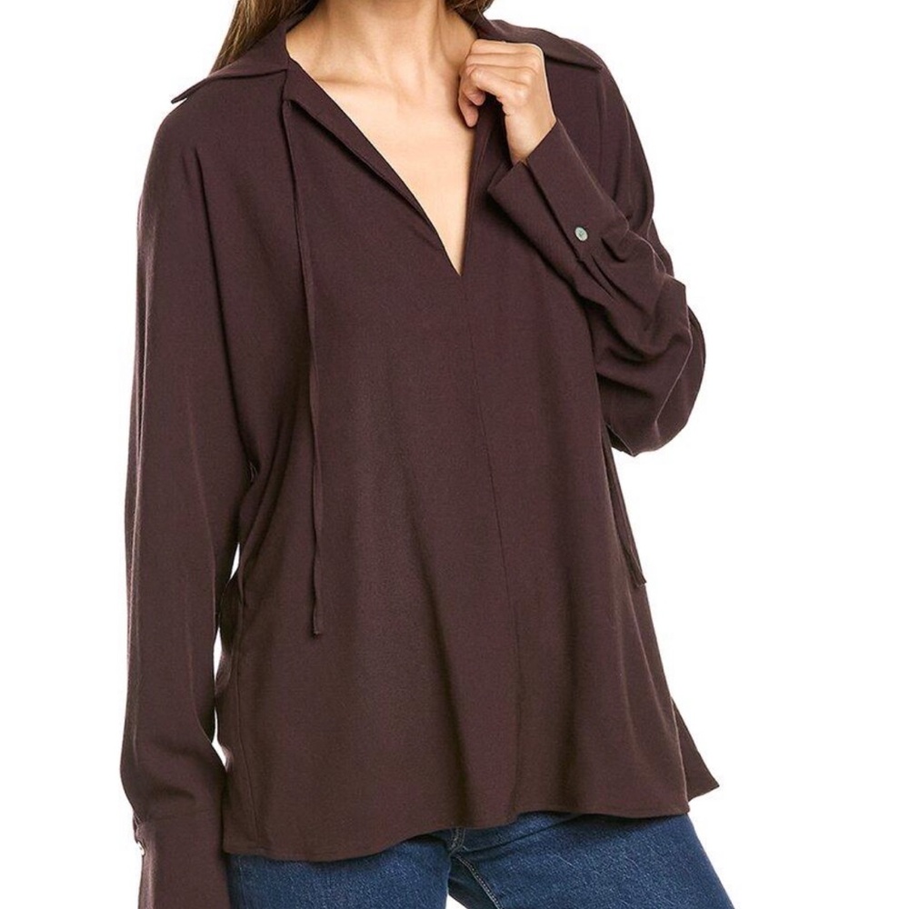 NEW Vince plum blouse with tie neck. Size M NWT